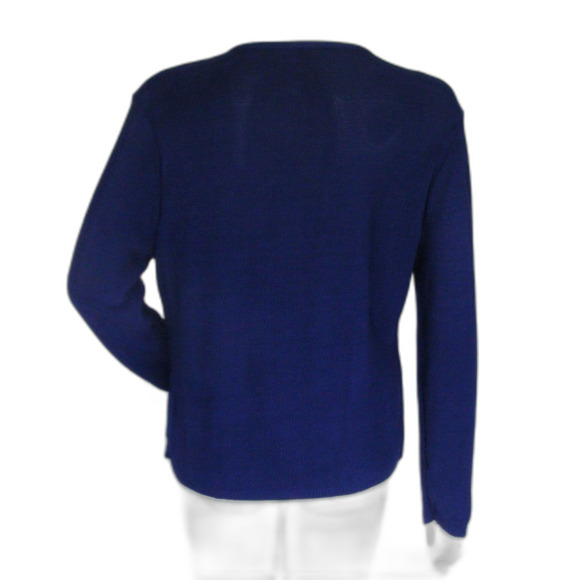 PRIVATE EDITION/CHICOS Cardigan, M/L, Mesh look, Blue, MOP buttons - Picture 4 of 10